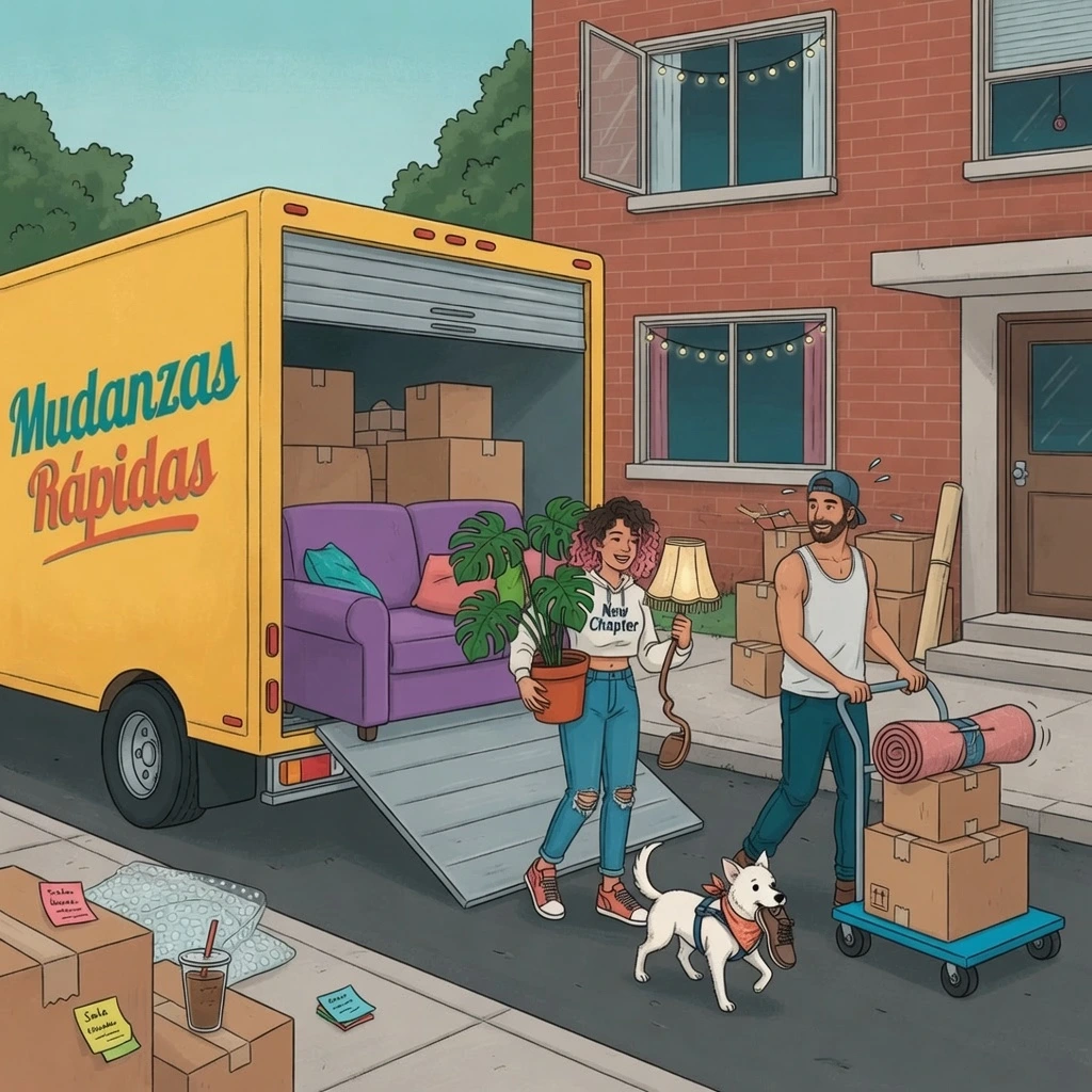 Clientes felices con mudanzas rápidas Buenos Aires de MudateRapido, sonriendo con su perro al iniciar un nuevo capítulo en su hogar